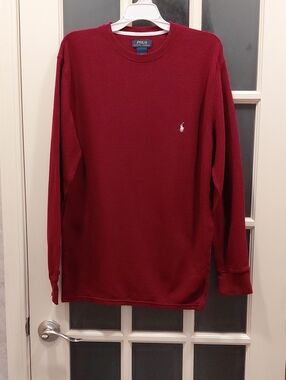 "Polo by Ralph Lauren" Unisex Sz.L, Long Sleeve Crewneck Shirt - Burgundy....